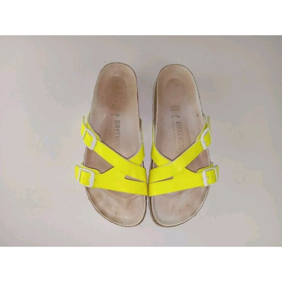 Birkenstock Yao neon yellow patent leather sandals, women's size 39 - Picture 3 of 9